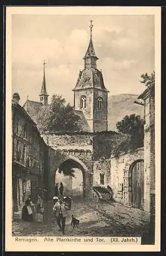 AK Remagen, Alte Pfarrkirche und Tor
