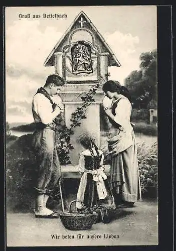 AK Maria Schmolln, Familie im Gebet am Bildstock