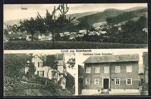 AK Diethardt, Gasthaus Louis Crecelius, Gebäudeansicht, Totalansicht