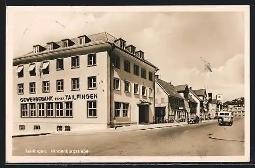AK Tailfingen / Albstadt, Hindenburgstrasse mit Gewerbebank