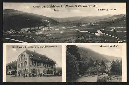 AK Hölzlebruck, Totalansicht, Gasthaus z. Posthäusle v. Karl Reichmann & Gartenwirtschaft