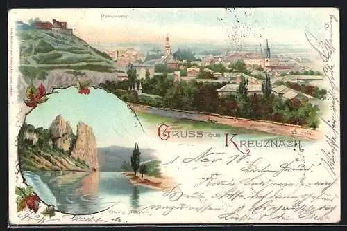 Lithographie Kreuznach, Panorama & Rheingrafenstein