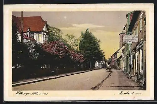 AK Wittingen /Hannover, Junkerstrasse mit blühenden Bäumen