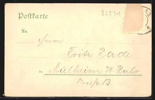 Lithographie Staffelstein / Mainthal, Rathaus, Totalansicht, Bildnis Adam Riese