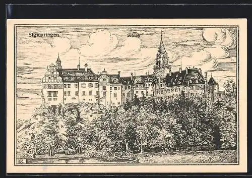 Künstler-AK Sigmaringen, Schlossansicht