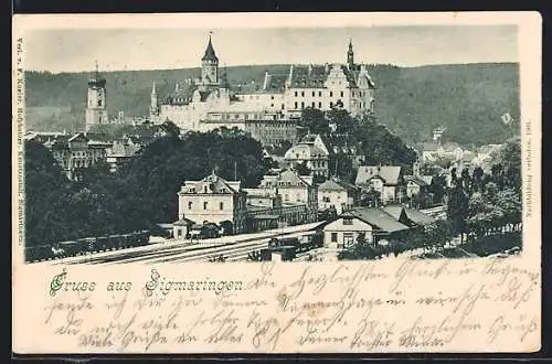 AK Sigmaringen, Ortsansicht mit Fürstl. Schloss