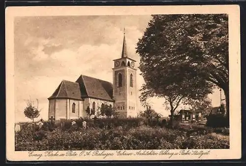 AK Bitz / Württ., Evangelische Kirche vom Friedhof gesehen