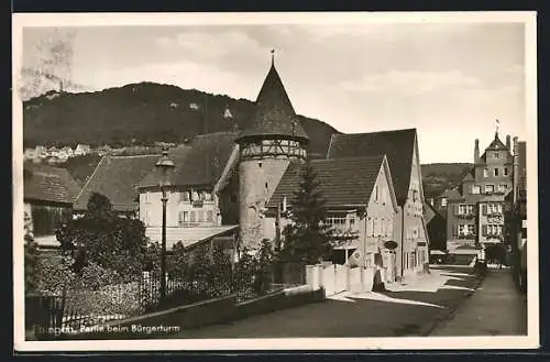 AK Ebingen, Strassenpartie beim Bürgerturm
