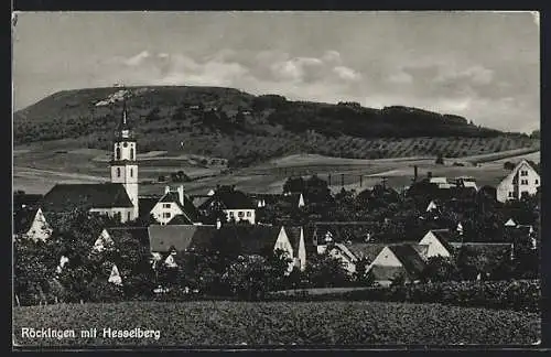 AK Röckingen, Ortsansicht mit Hesselberg