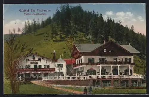 AK Fischbachau, Gasthof Bad Fischeralm mit Bergblick