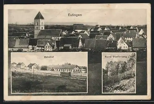AK Eutingen bei Horb, Teilansicht, Bahnhof, Ruine Stanfenberg
