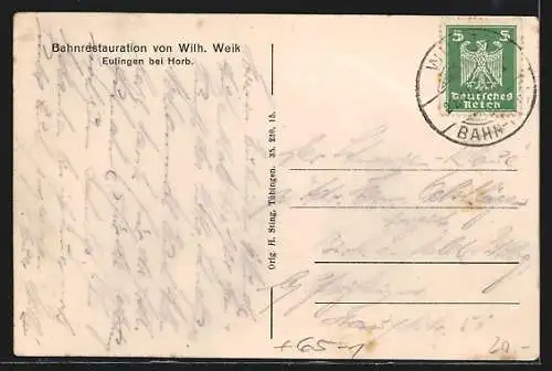 AK Eutingen bei Horb, Teilansicht, Bahnhof, Ruine Stanfenberg