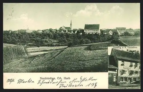 AK Nordstetten /Horb, Handlung K. Hellstern, Ortsansicht von einem Feld aus