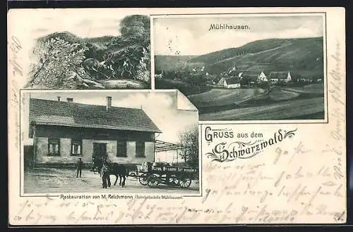 AK Mühlhausen / Schwenningen, Restauration v. M. Reichmann, Ortsansicht