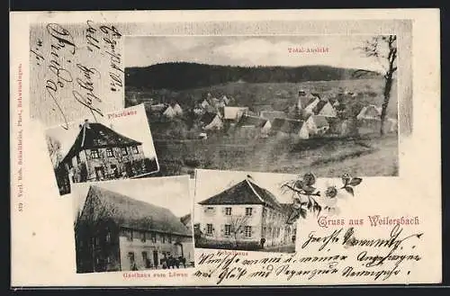 AK Weilersbach / Villingen, Gasthaus zum Löwen, Pfarrhaus, Schulhaus, Totalansicht