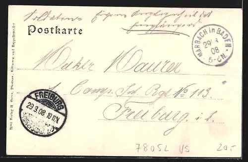 AK Marbach / Baden, Gasthaus zur Linde, Ortsansicht