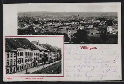 AK Villingen / Baden, Gasthof zum Falken, Ortsansicht aus der Vogelschau