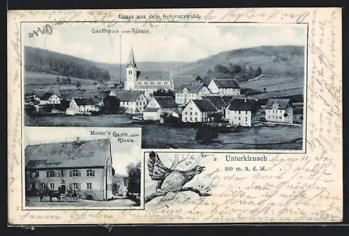 AK Unterkirnach, Moser`s Gasthaus zum Rössle, Ortsansicht