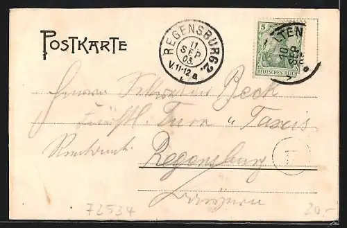 Lithographie Hayingen, Rathaus, Bildhauerei, Stadtkirche