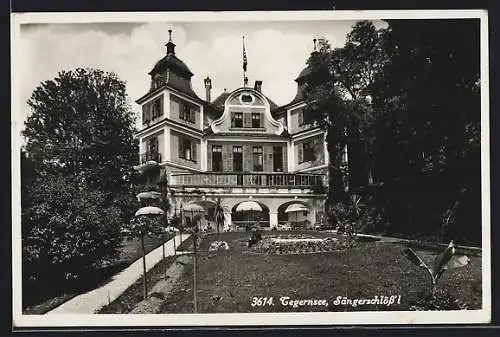 AK Tegernsee, Hotel Sängerschlössl mit Garten