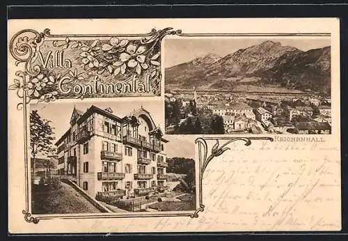 AK Reichenhall, Villa Continental, Ortsansicht aus der Vogelschau