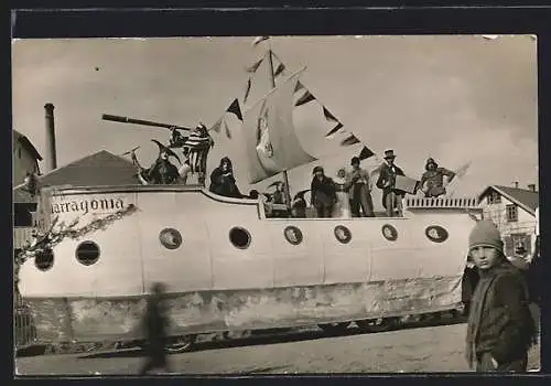 Foto-AK Bräunlingen, Fasnet 1927, Festwagen