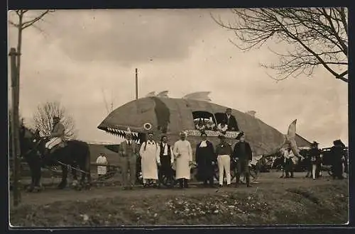 Foto-AK Bräunlingen, Fasnet 1927, Festwagen zu Fasching