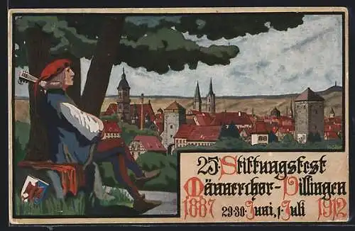 Künstler-AK Villingen / Baden, 25-jähriges Stiftungsfest 1920, Sängerfest