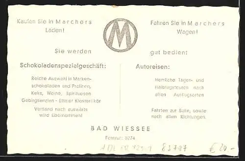 AK Bad Wiessee, Schokoladenspezialgeschäft Marcher und Adler-Auto