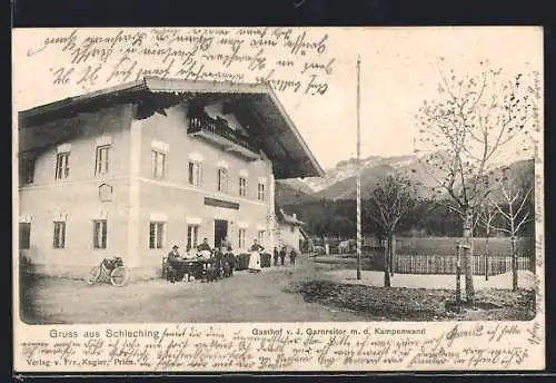 AK Schleching, Gasthaus Garnreiter mit Kampenwand