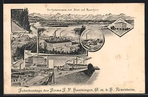 AK Rosenheim / Obb., Fabrikanlage der Firma F. P. Hamberger GmbH, Thonwaren-Fabrik