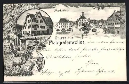 AK Pfalzgrafenweiler, Kaufmann B. Scheiffelen, Marktplatz