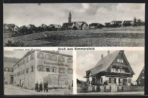AK Simmersfeld, Gasthaus zum Hirschen, Wohnhaus, Ortsansicht