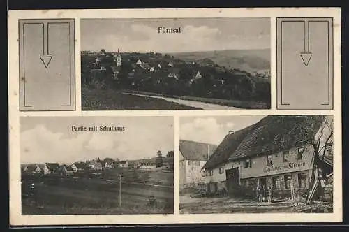 AK Fürnsal, Gasthaus zum Sternen, Partie mit Schulhaus