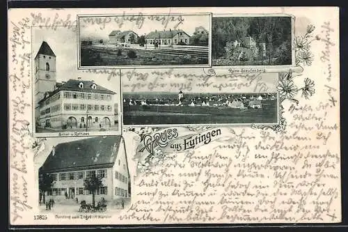 AK Eutingen / Württ., Gasthof zum Engel, Bahnhof, Ruine Staufenberg