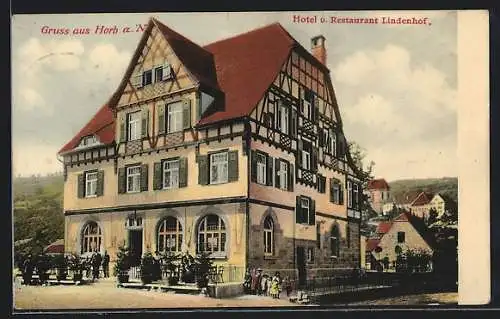 AK Horb a. N., Hotel und Restaurant Lindenhof, Strassenansicht