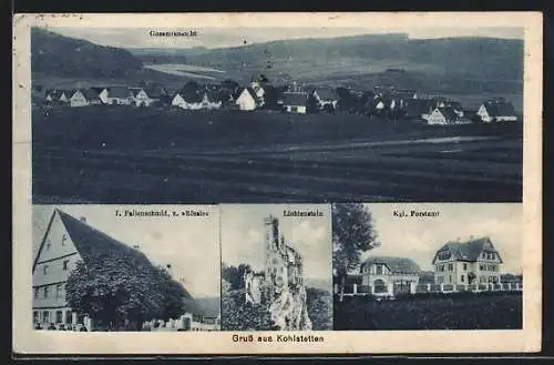 AK Kohlstetten / Württ., Gasthaus z. Rössle, Lichtenstein, Kgl. Forstamt