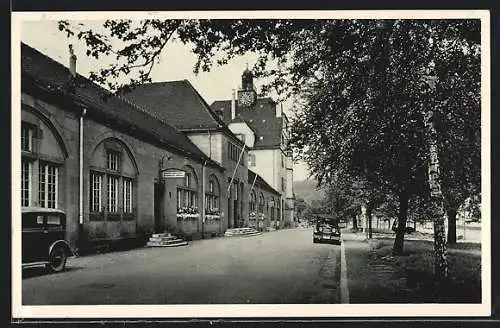 AK Plochingen a. Neckar, Reichsbahngasthaus Fritz Heim und Strassenpartie