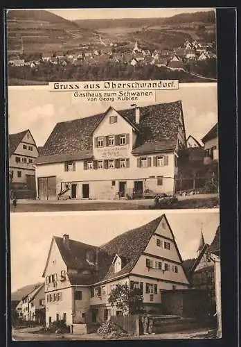 AK Oberschwandorf / Nagold, Gasthaus zum Schwanen, Wohnhaus, Ortsansicht