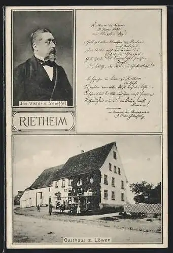 AK Rietheim / Villingen, Gasthaus zum Löwen, Jos. Viktor v. Scheffel
