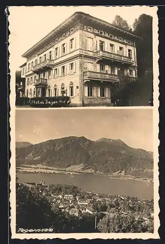 AK Tegernsee, Hotel Bayer. Hof, Ortsansicht aus der Vogelschau