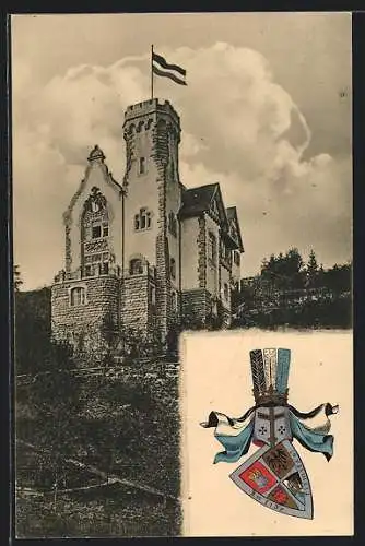 AK Tübingen, Am Verbindungshaus Alamannenhaus, Studentenwappen