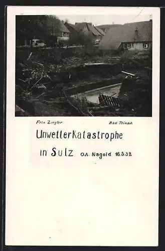 AK Sulz / Nagold, Unwetter Katastrophe 1932