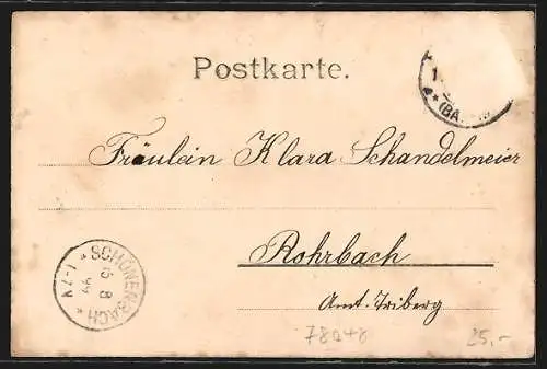 Lithographie Villingen / Baden, Jubiläums-Fest 1899, Herzog Albrecht schreibt Absagebriefe an die Schweizer