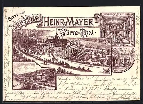 Lithographie Pforzheim, Kur-Hotel Heinrich Mayer im Würm-Thal