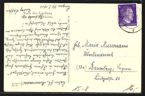 AK Nach der Landung mit dem Fallschirm, Fallschirmjäger