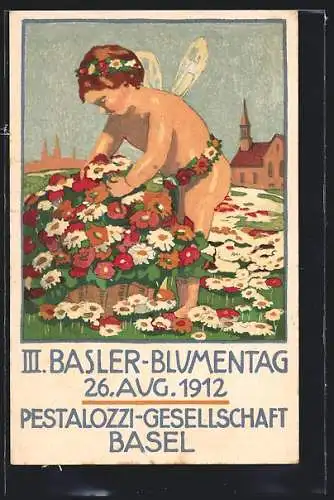 Künstler-AK Basel, III. Blumentag 1912, Pestalozzi-Gesellschaft