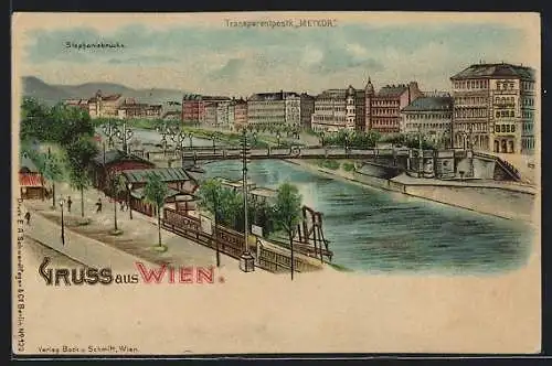 Lithographie Wien, Stephaniebrücke, Halt gegen das Licht: Vollmond