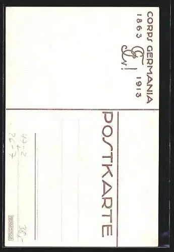 Künstler-AK Ludwig Hohlwein: Marschierende Studenten des Corps Germania