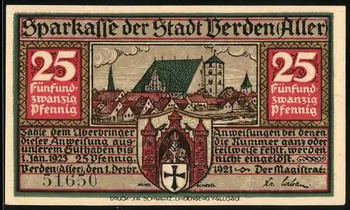 Notgeld Verden /Aller 1921, 25 Pfennig, Der Fischmarkt